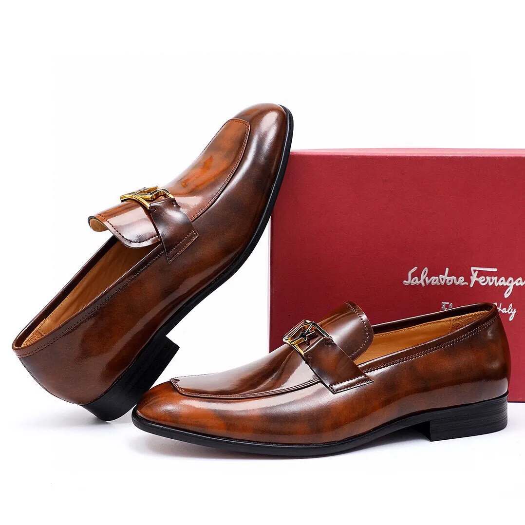 Men's Men's Shoes 💰540 💐[Ferragamo/Ferragamo] New 🐲Ferragamo* Ferragamo classic formal leather shoes! It is made of imported first-layer open-edge beaded cowhide leather upper + luxurious hardware buckle, and the inner layer is comfortable first-layer cowhide 🐂 leather lining! Original wear-resistant rubber outsole! Code number 38-44 (45🉑️customized)